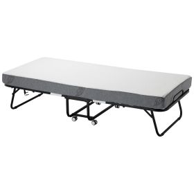 Rollaway Bed, 31 in x 75 in Folding Bed with 5 in Mattress, Twin Size Foldable Bed with Sturdy Metal Frame & Memory Foam Mattress