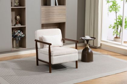 Storage Chair,Mid Century Modern Accent Chair with Wood Frame, Upholstered Living Room Chairs with Waist Cushion, Reading Armchair for Bedroom Su
