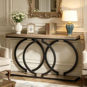55 Inch Console Table Narrow Entryway Sofa Table with Geometric Metal Frame Living Room Decorative Table