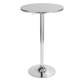 Bistro Contemporary Adjustable Round Bar Table in Silver by