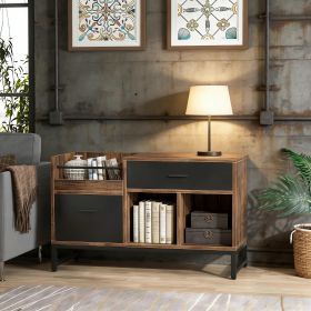 File Cabinet, Rustic Lateral Filing Cabinet with 2 Drawers