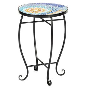 Blue Hawaiian Sun Mosaic Round Terrace Bistro Table