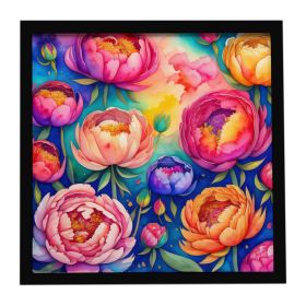 Colorful Peonies Framed Metal Print Bathroom, Kitchen, Office, Home Decor Wall Art Ready to Hang, Square, 8X8