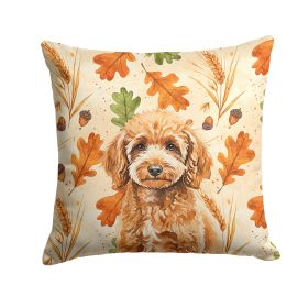 Miniature Apricot Poodle Heirloom Fall Throw Pillow Decorative Indoor Outdoor Accent Cushion for Couch, Bed or Patio, 18Hx18W