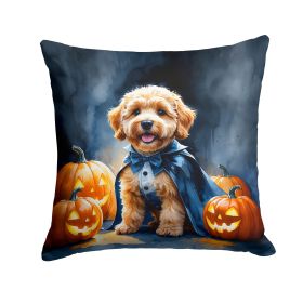 Goldendoodle Puppy Halloween Throw Pillow Machine Washable, Indoor Outdoor Decorative Pillow for Couch, Bed or Patio, 14Hx14W