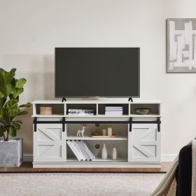 TV Stand Sliding Barn Door Modern&Farmhouse Wood Entertainment Center, Storage Cabinet Table Living Room with Adjustable Shelves for TVs Up to 65