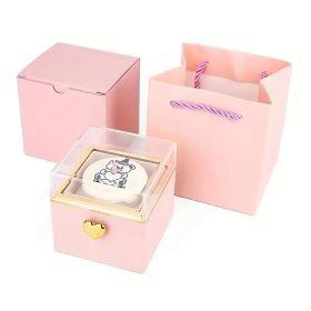 Little Bear Cake Bear Surprise Rotating Jewelry Box (does Not Include Necklace And Ring), Comes With A Candle As A Gift, A Romantic Gift Box, Sui (Option: pinkheartbuttongiftboxset)