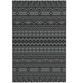 Reversible Outdoor Rug, Waterproof Plastic Straw With Carry Bag, 6 X 9, Black & Gray Geometric Wall (Option: BlacK)
