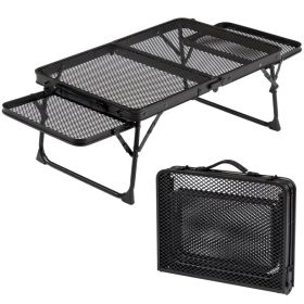 3 Ft Folding Grill Table, Portable Picnic Table With Wing Panels Height Adjustable Metal Table, Lightweight, Stable Lockable Legs Easy Setup For (Option: BlacK)