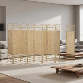 8 Panel Folding Room Divider Screen Privacy Screen Freestanding (Option: NATURAL)