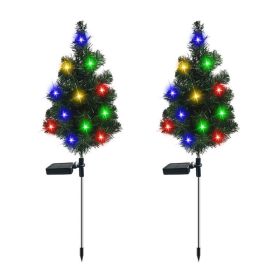 Solar Lawn Lamp Ground Stake Xmas Tree Water Proof Holiday Landscape Light For Outdoor Garden Courtyard Decoration (Option: Default)