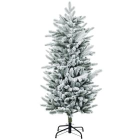 4.5 Artificial Flocked Christmas Trees, with Snow Frosted Branches, Auto Open, Steel Base (Option: Green-820x280x300 mm)