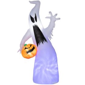 5.9 Halloween LED Yard Decor Ghost with Pumpkin, Blow Up Inflatable Outdoor Decoration, Waterproof (Option: White-220x220x160 mm)