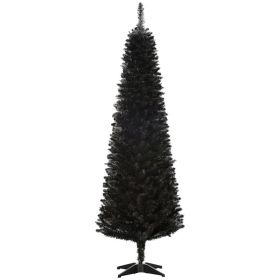 6 Artificial Pencil Christmas Tree, Slim Xmas Tree with 390 Realistic Branch Tips and Plastic Stand, Black (Option: Black-800x190x190 mm)