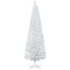 6 Artificial Pencil Christmas Tree, Slim Xmas Tree with 390 Realistic Branch Tips and Plastic Stand, White (Option: White-800x190x190 mm)