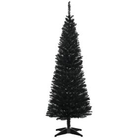 5 Artificial Pencil Christmas Tree, Slim Xmas Tree with 294 Realistic Branch Tips and Plastic Stand, Black (Option: Black-850x150x170 mm)